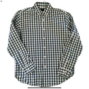 J. Crew Check Plaid Long Sleeve Button Down Shirt Large 24182 Green &  White